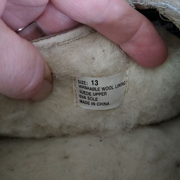 Emu Ridge Australia Suede Slippers Beige Tan Wool Lining Men Size 13 House Shoes - Picture 4 of 9